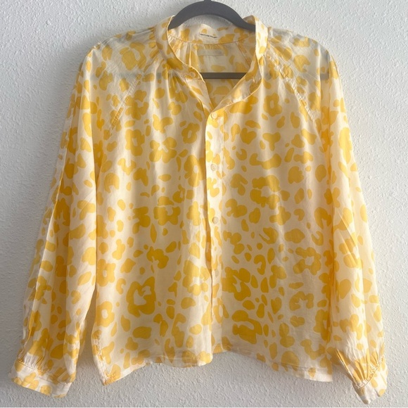 MOTHER The Sunburst Leopard Floral Wash 100% Cotton Button Down Blouse Top SizeM - Picture 2 of 8